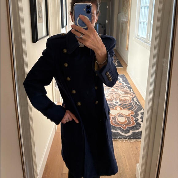 Vintage Georges Rech Military Navy Wool Double Breasted Coat - Picture 1 of 14